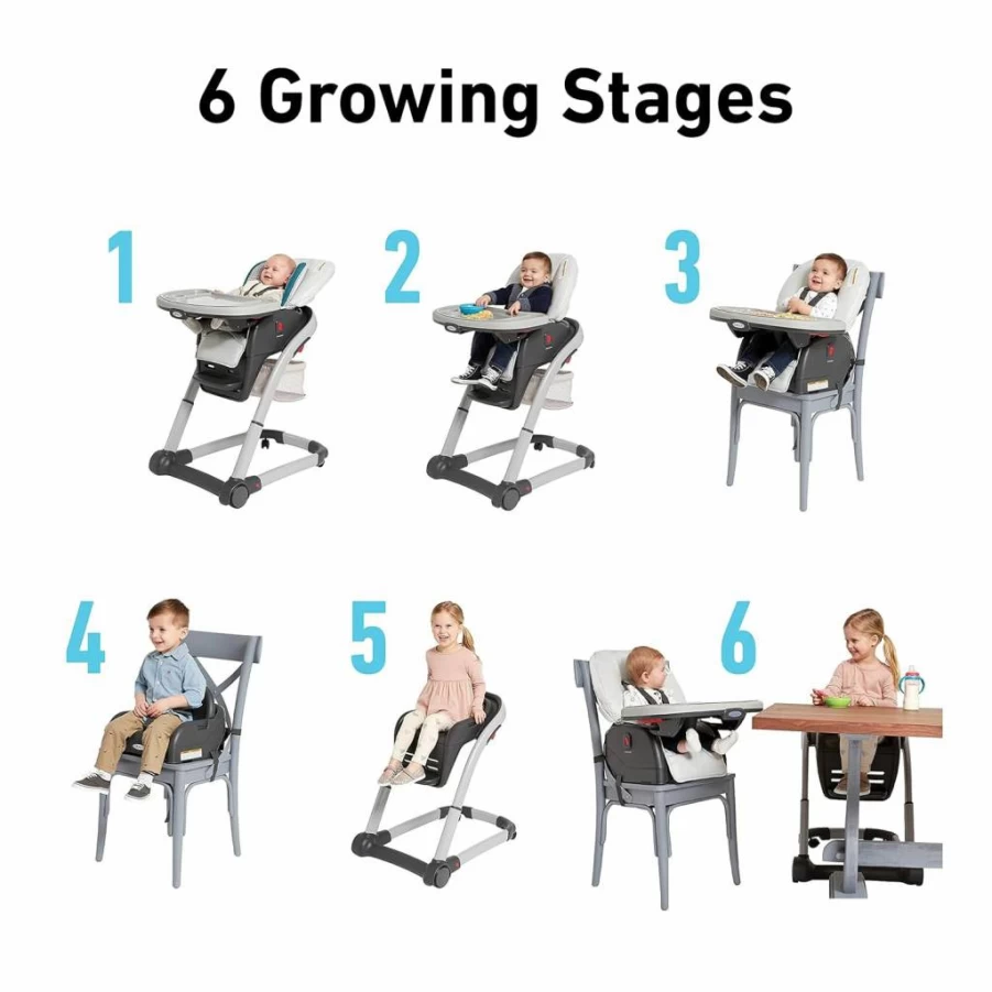 Graco Blossom 6-in-1 Convertible High Chair - Adjustable Infant to Toddler Booster Seat with Easy Clean Tray, Redmond Red, Portable for Travel & Home Use
