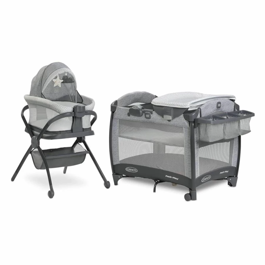 Graco Pack 'N Play Playard with Bassinet – Portable Baby Crib, Day2Dream Deluxe Model for Newborns & Infants