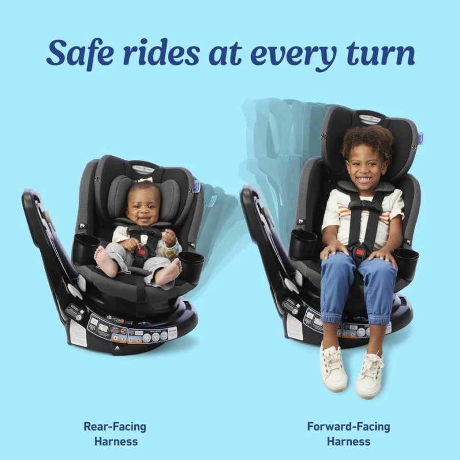 Graco Easyturn 360 2-in-1 Convertible Car Seat – 360° Rotating Infant to Toddler Car Seat, Rear & Forward Facing Modes, Slim Design, Solana Model