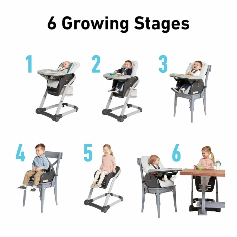 Graco Blossom 6-in-1 Convertible High Chair for Babies & Toddlers – Adjustable, Space-Saving Design with Easy Clean Fabric – Studio Style, 22.5 x 41 x 29 Inches