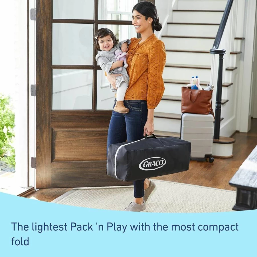 Graco Pack 'N Play Foldlite Portable Playard - Lightweight, Compact Baby Playpen with Easy Fold for Travel & Home Use