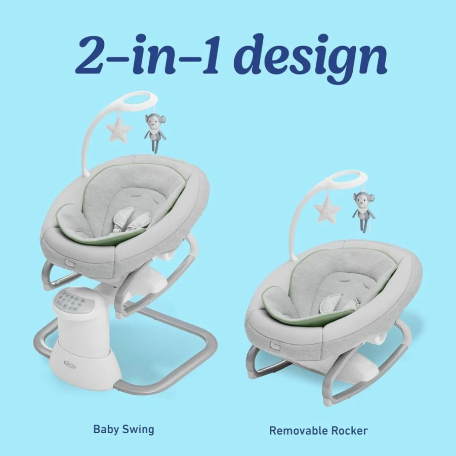 Graco Madden Portable Baby Swing and Rocker - Removable Soothe My Way Rocker for Versatile Use