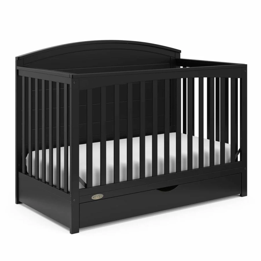 STORKCRAFT 5-in-1 Convertible Crib & Changer with Storage Drawer - GREENGUARD Gold Certified, Converts to Toddler Bed & Full Bed, White