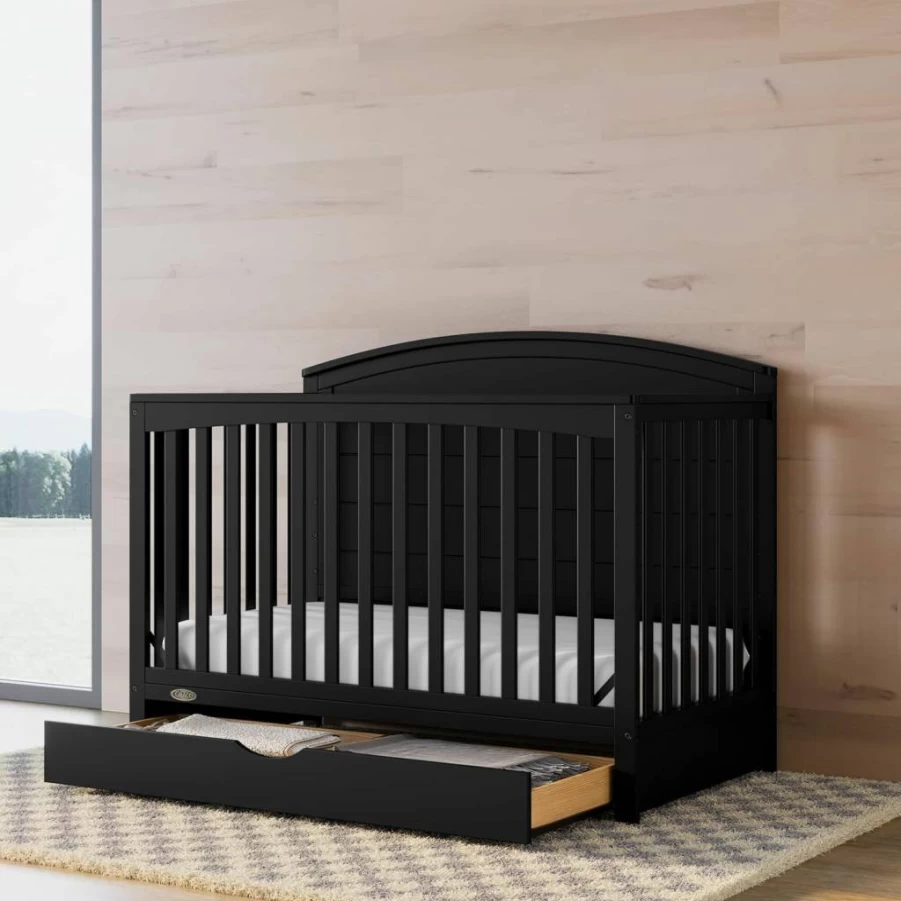 STORKCRAFT 5-in-1 Convertible Crib & Changer with Storage Drawer - GREENGUARD Gold Certified, Converts to Toddler Bed & Full Bed, White