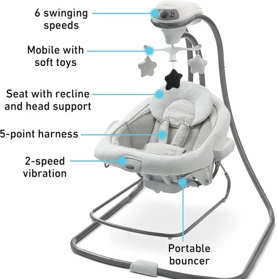 Graco Simple Sway Baby Swing with Gentle Motion for Soothing & Comfort