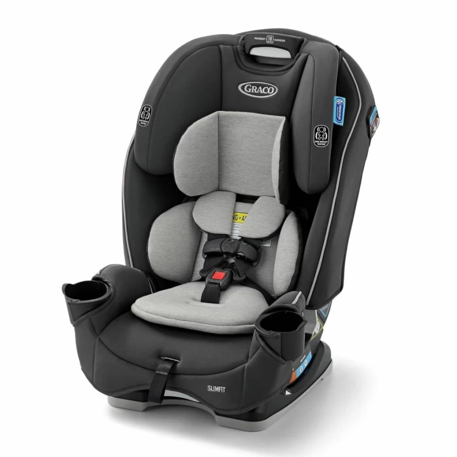Graco Slimfit 3-in-1 Convertible Car Seat for Infants & Toddlers, Space-Saving Design, Rear-Facing & Forward-Facing to Booster, Adjustable 10-Position Headrest, Darcie Pattern