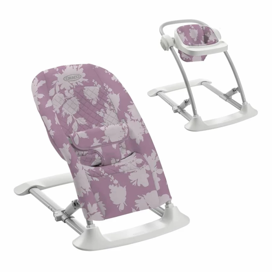 Graco Jumpstart 4-in-1 Adjustable Baby Bouncer, Jumper, Swing & Toddler Chair with Removable Snack Tray – Lilac Mod