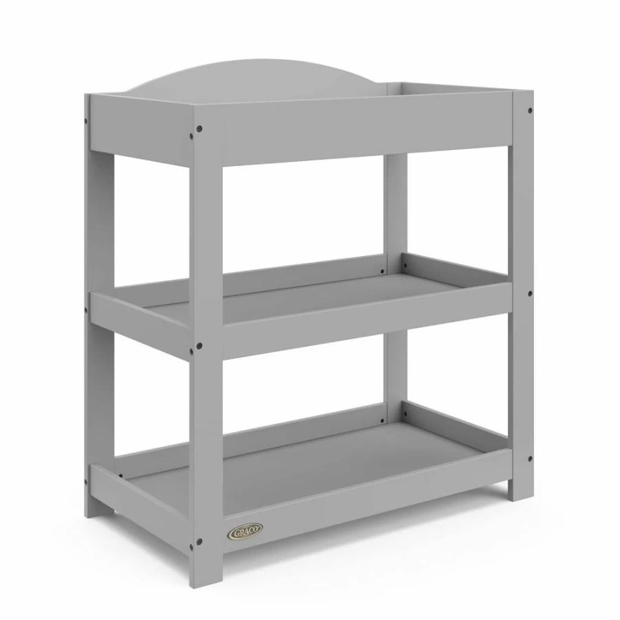 Graco White Modern Changing Table with Water-Resistant Pad - Customizable Headboard (Flat/Arched) & Included Changing Pad