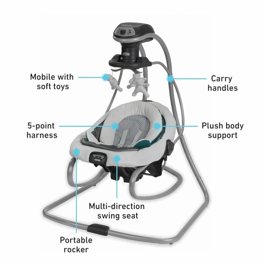 Graco DuetSoothe Swing and Rocker with Removable Seat, 6 Speed Settings, Portable Infant Swing Chair for Babies & Toddlers