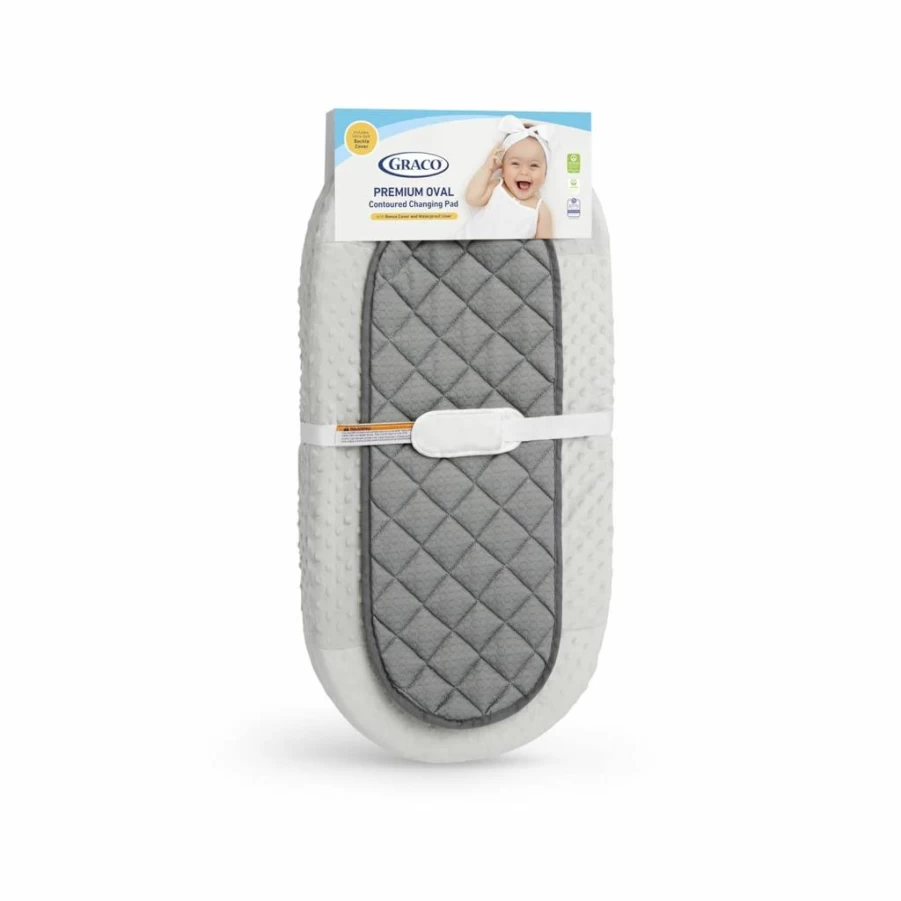 Graco Premium Oval Changing Pad - GREENGUARD Gold Certified, Water-Resistant Liner, Ultra-Soft Bonus Cover, Fits Standard Changing Tables