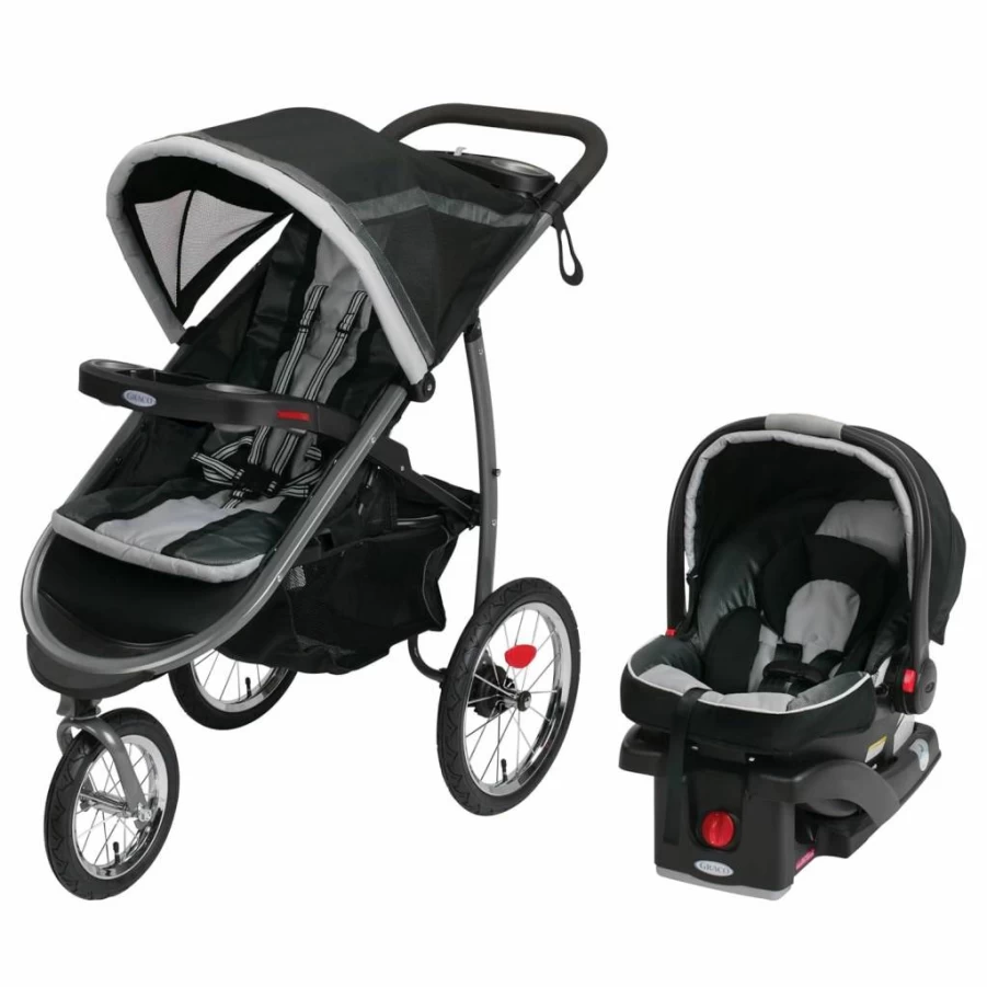 Graco FastAction Fold Jogger Stroller Travel System with Car Seat, Lightweight Compact Fold