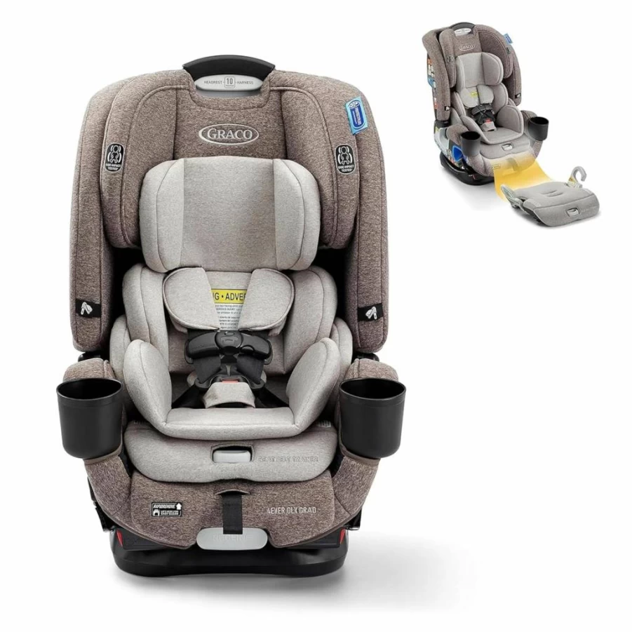 Graco 4Ever DLX 4-in-1 Convertible Car Seat – Rear-Facing, Forward-Facing & Booster Mode, 10-Year Use, Grey, Safe & Comfortable Infant to Toddler Seat