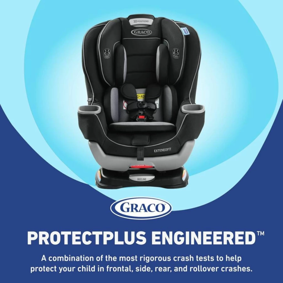 Graco Extend2Fit Convertible Car Seat for Infants & Toddlers | Rear to Forward Facing | Adjustable Legroom Extension | Spire Model