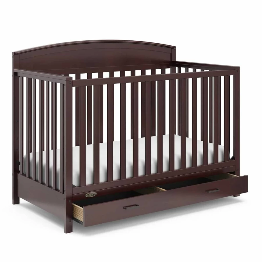 Graco Benton 5-in-1 Convertible Crib - GREENGUARD Gold Certified, Converts to Toddler Bed, Daybed & Full Bed, Includes Gray Finish, Fits Standard Full Crib Mattress