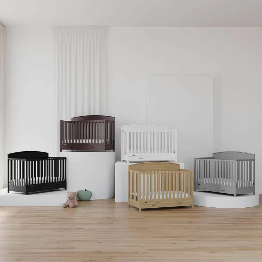 Graco Benton 5-in-1 Convertible Crib - GREENGUARD Gold Certified, Converts to Toddler Bed, Daybed & Full Bed, Includes Gray Finish, Fits Standard Full Crib Mattress