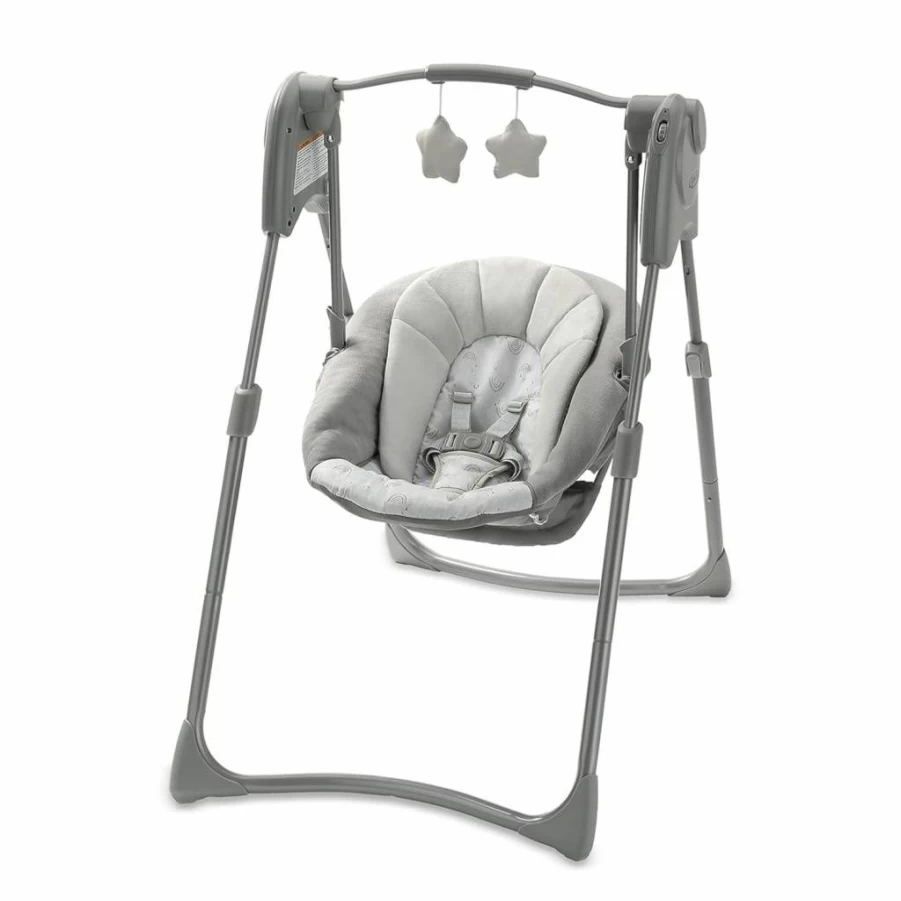 Graco Reign Slim Spaces Compact Baby Swing - Portable Infant Swing with Comfortable Seat