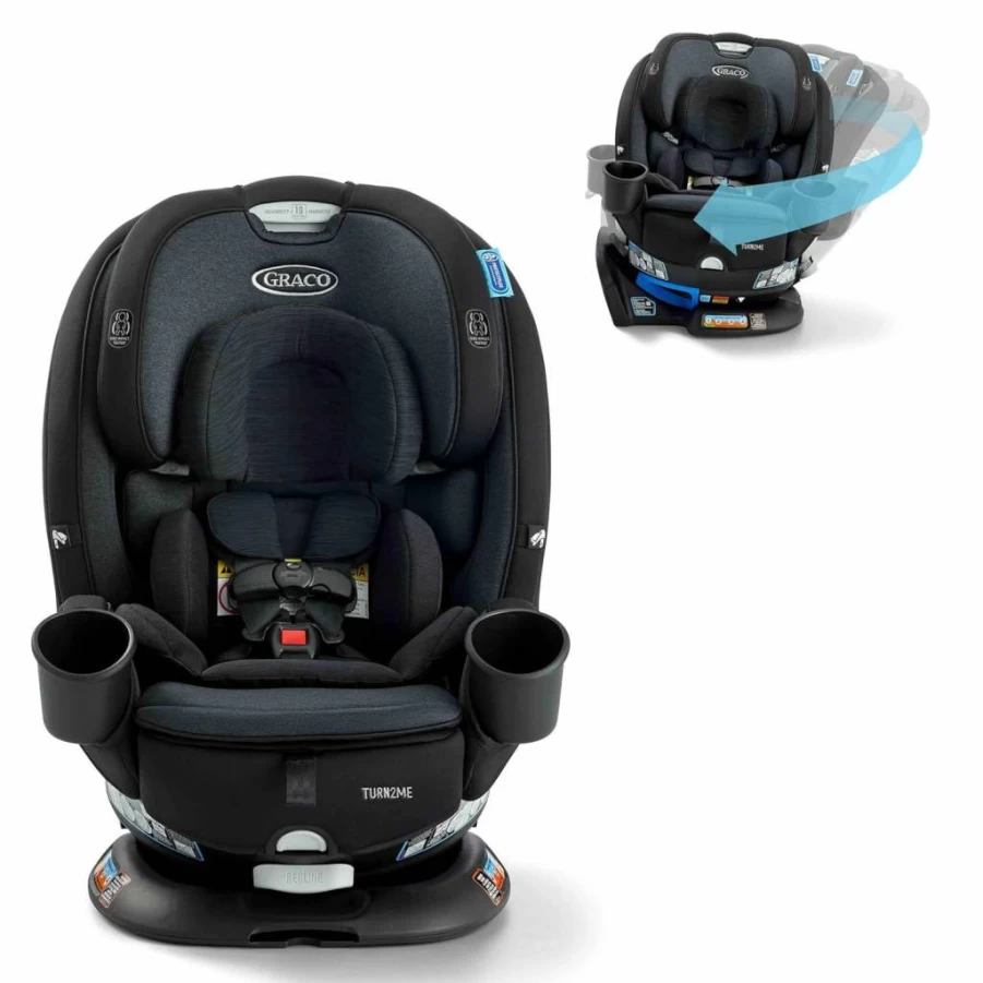 Graco Turn2Me 3-in-1 Rotating Convertible Car Seat - Rear Facing to Forward Facing Highback Booster with Easy Installation, Brighton Design for Safety & Comfort