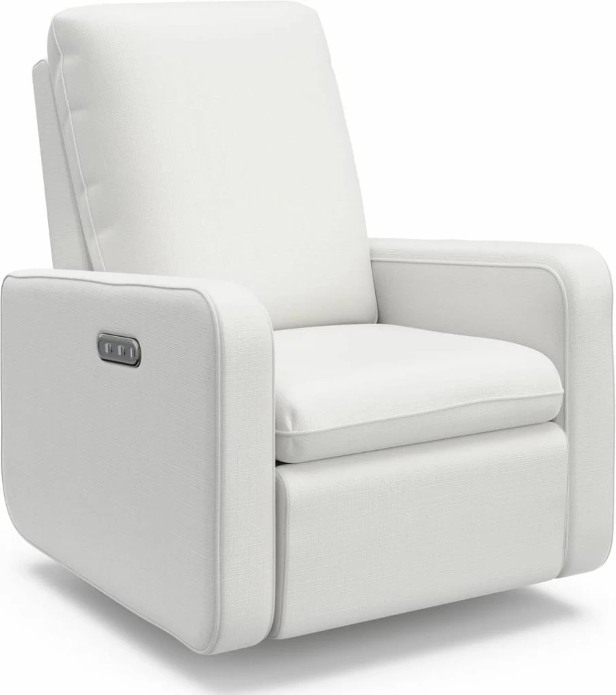 Graco Teddi Power Recliner Swivel Glider Chair with Electronic Recline, USB Charging Ports, Premium Cushioning – Dune Basketweave Fabric