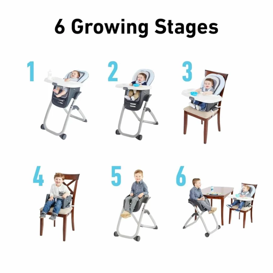 Graco DuoDiner DLX 6-in-1 Convertible High Chair for Babies and Toddlers, Mathis Design, Adjustable Seat, Easy Clean