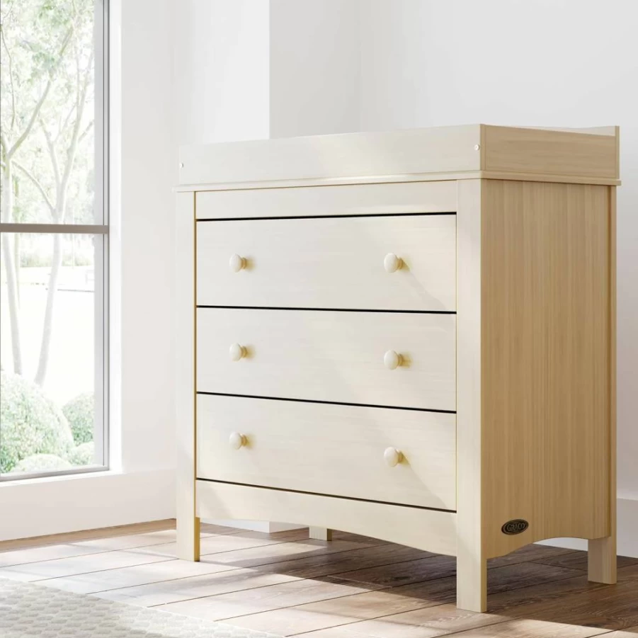 Graco Noah 3-Drawer Baby Dresser with Changing Topper - Pebble Gray, Greenguard Gold Certified Nursery Furniture for Kids